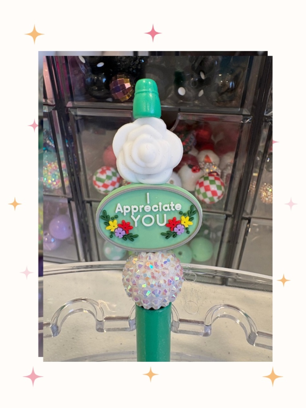 Handmade I Appreciate You Beaded Pen